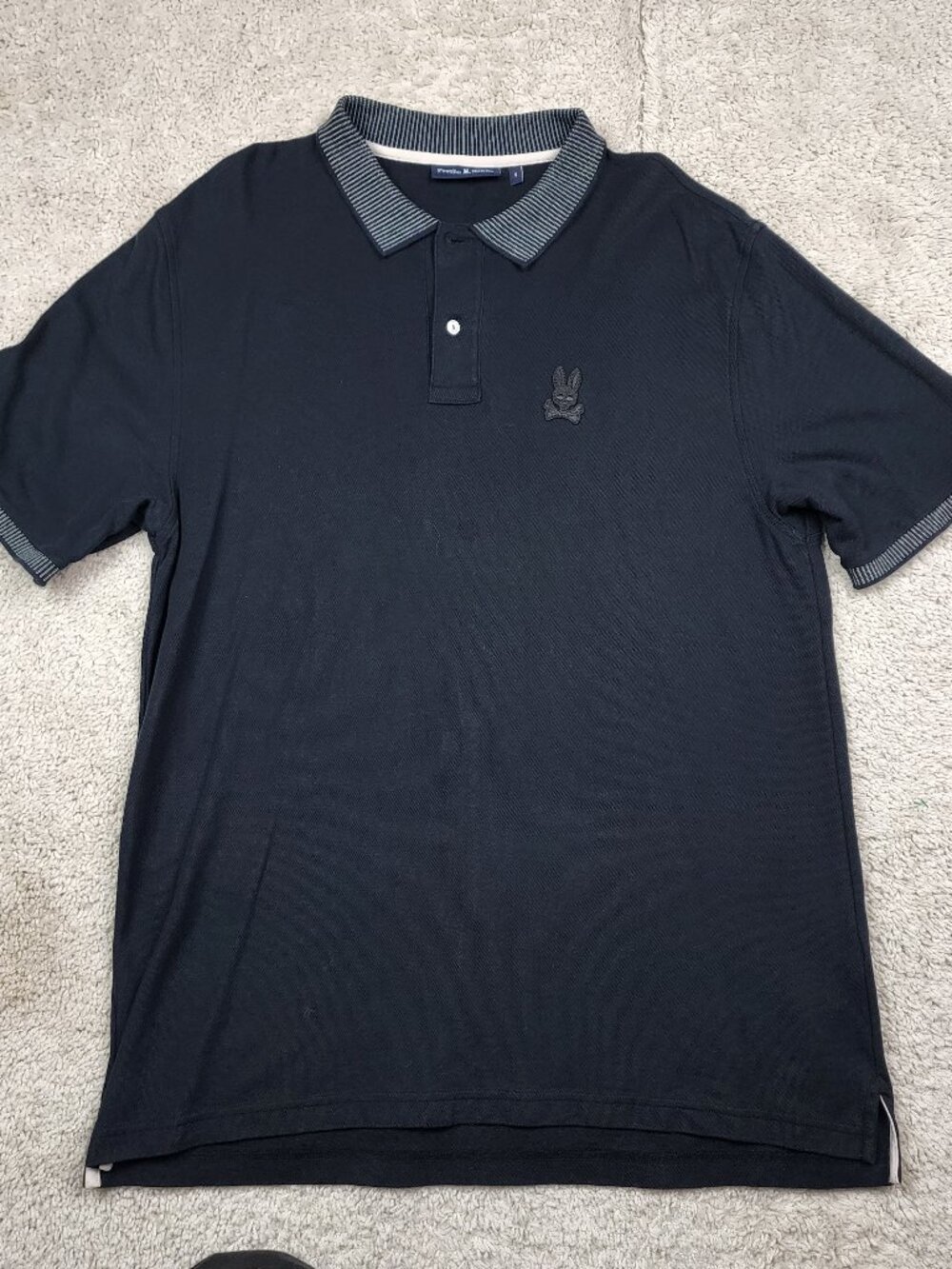 Psycho Bunny Polo Shirt XXXL 3XL Skull Logo Short Sleeve Golf Size 9 Black Grey